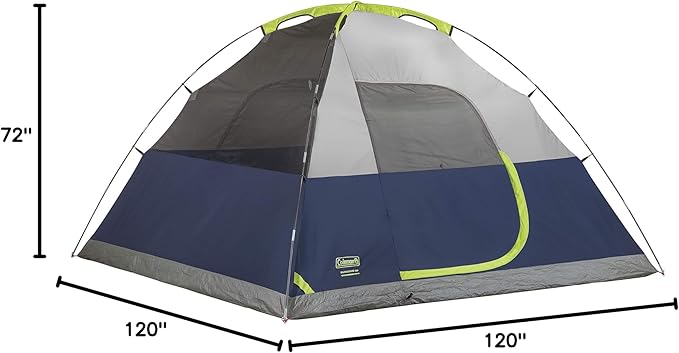 Coleman Sundome 6-Person Tent with Rainfly, Weatherproof Tent Sets Up in 10 Mins