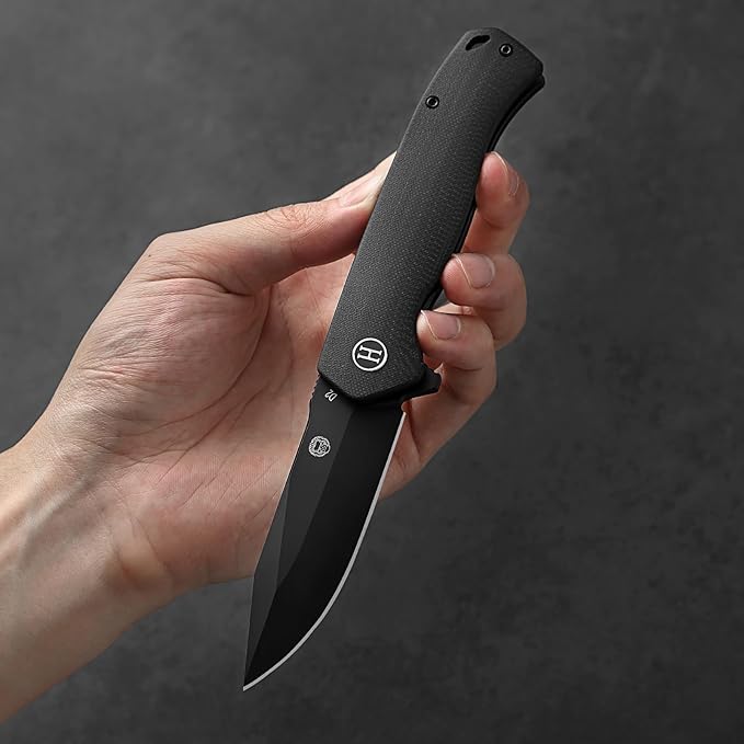 Holtzman's Gorilla Survival Folding Knife D2 Steel Blade G10 Handle Pocket Knife EDC Giftset for Men and Women (black blade + black handle)