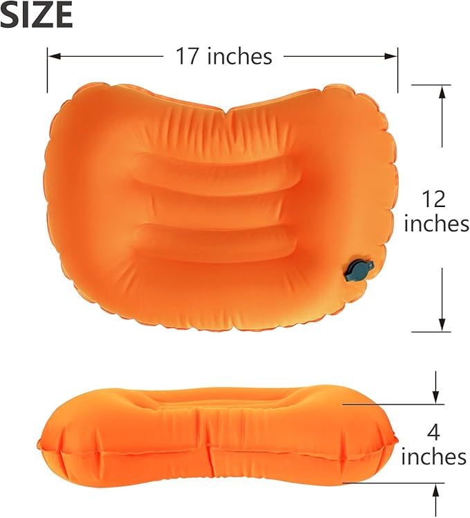 SJC Inflatable Camping Pillow – Ultralight Compact Neck Pillow for Camping Backpacking and Travel Ergonomic Lumbar Support for Sleeping