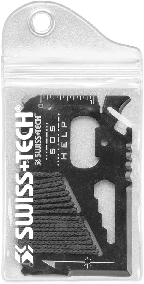 SWISS+TECH ST33329 17-in-1 Wallet Multi-Tool with Screwdrivers, Wrenches, Rope Cutter, Knives (Single Pack)