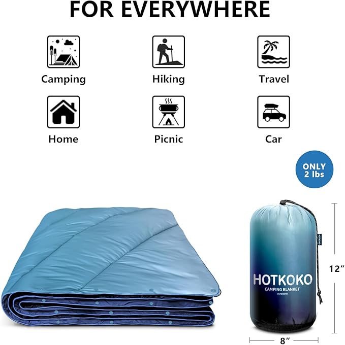 Camping Blanket,Packable Down Alternative Puffy Printed Camping Blanket Lightweight Outdoor Blanket for Camping,Traveling, Stadium, Hiking, Picnics