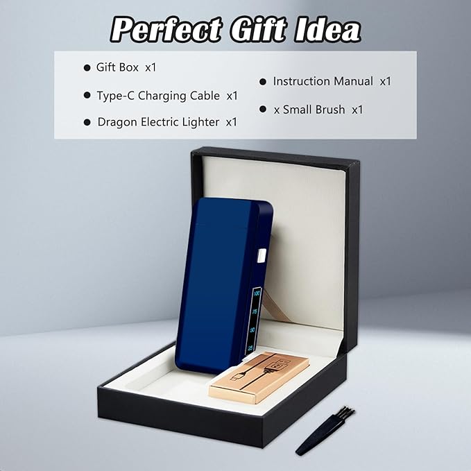 SKRFIRE Electric Lighter USB Type-C Rechargeable Plasma Arc Lighter, Windproof Torch Lighter High Power Flame Candle Lighter with LED Battery Indication for Camping, Hiking, Traveling (Blue)