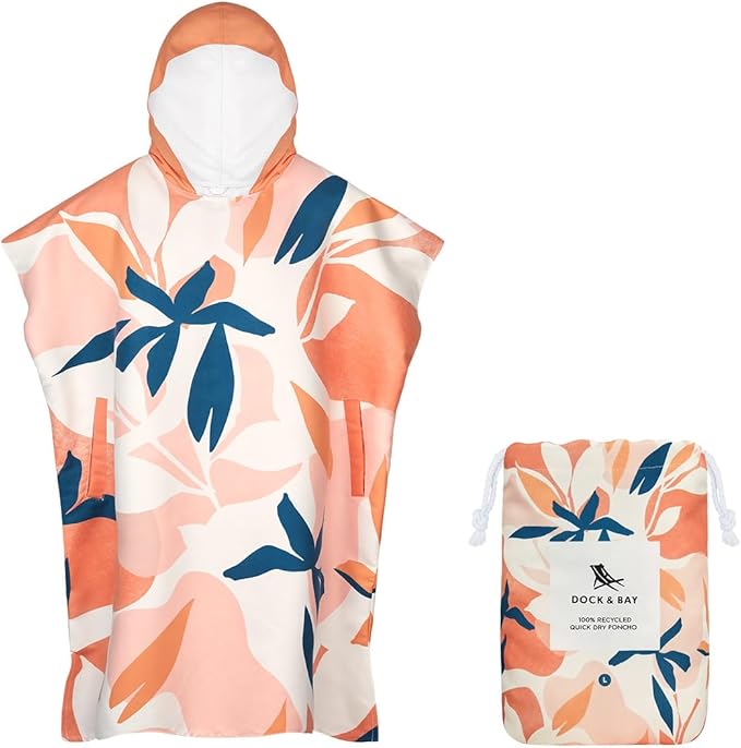 Dock & Bay Adult Poncho - Hooded Towel with Deep Pockets, Changing Robe - Quick Dry - Compact, Lightweight - Includes Bag