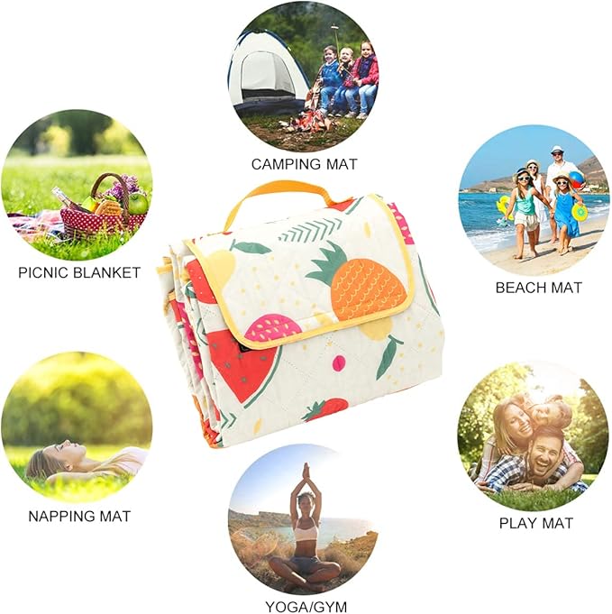Picnic Blankets, Portable Outside Baby Blanket, 3 Layer Picnic Mat for Camping, 59"x79" Large Waterproof Sand Proof Camping Blanket, Lightweight Folding Portable Travel Blanket