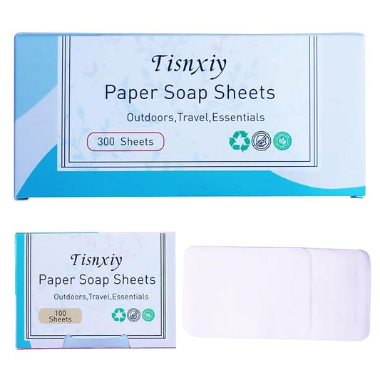 Hand Soap Sheets Soap Paper Sheets Portable Disposable Outdoor Travel Camping Scented Soap 3 Boxes (300 Sheets) Eco-Friendly Products & Cleaning Supplies for Hand Wash (Unscented)