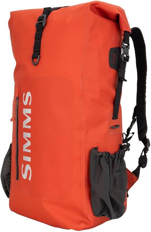 Simms Dry Creek Roll Top Backpack, Waterproof Bag, Simms Orange