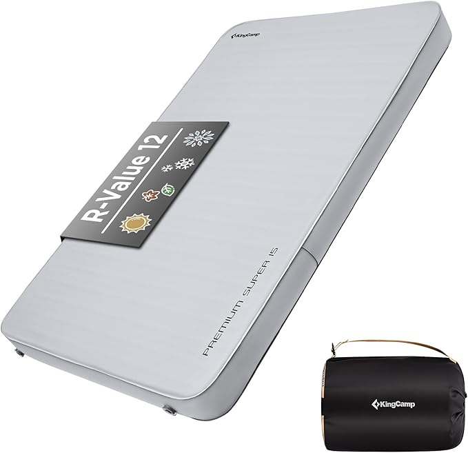 KingCamp Self Inflating Sleeping Pad for Camping Ultra Thick Double Single Foam Mattress High R Value Camping Air Pad Mat, Multi Colors & Sizes