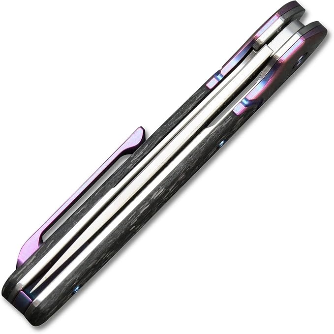 Sitivien ST252 Damascus Steel Folding Knife,Damascus Blade,Titanium Carbon Fiber Handle EDC Knife for Outdoor Camping Hiking(Pink) …