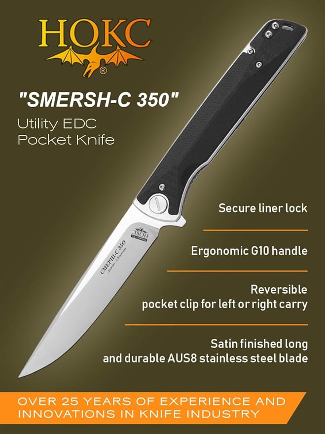 HOKC NOKS EDC camping folding knife Smersh-S | 350-100401 (Gray, Black)