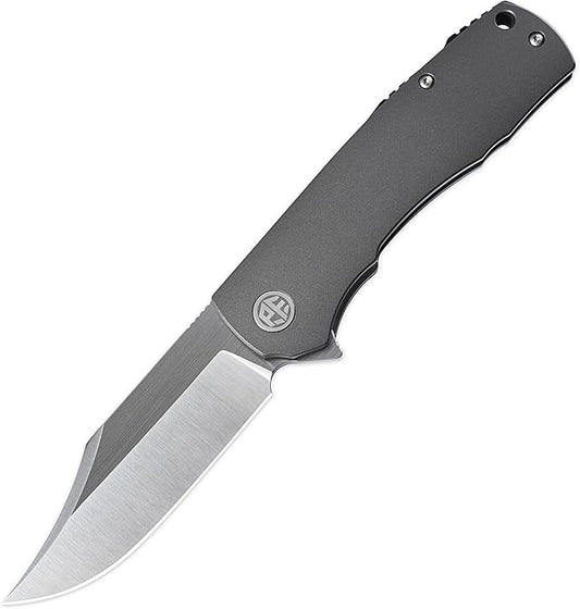 Petrified fish PFP03 Victor,3.58" 154CM Steel Satin Blade,4.8oz Aluminium Handle Flipper Liner lock Folding knife (Gray - A Satin)