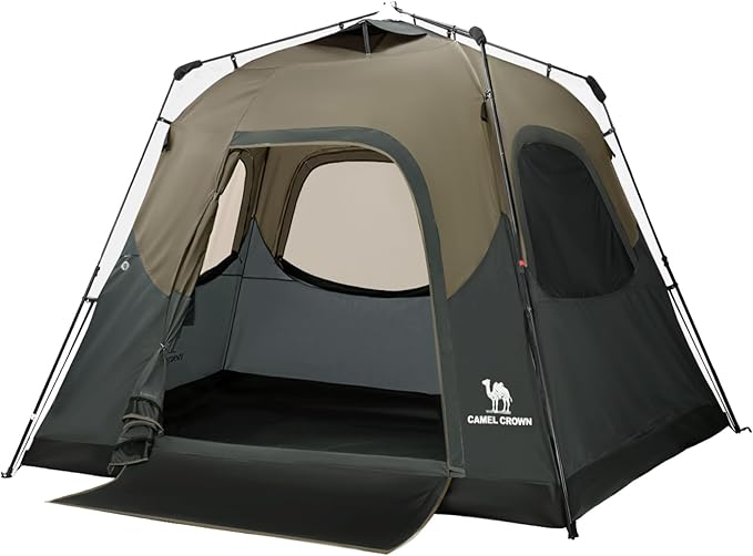 CAMEL CROWN Instant Tents for Camping 4-6 Person Tent Waterproof Easy Setup Sets Up in 60 Seconds Backpacking Tents with Carry Bag for Outdoor Hiking