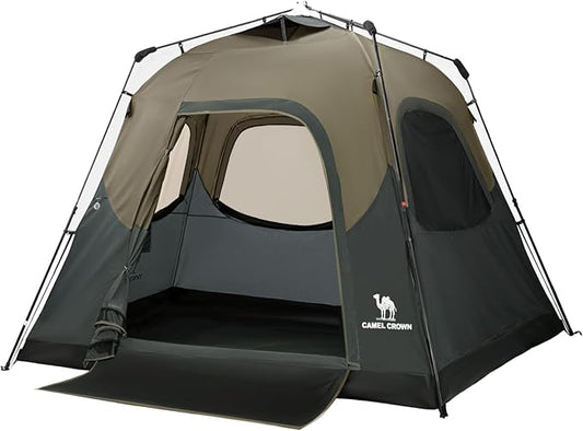 CAMEL CROWN Instant Tents for Camping 4-6 Person Tent Waterproof Easy Setup Sets Up in 60 Seconds Backpacking Tents with Carry Bag for Outdoor Hiking