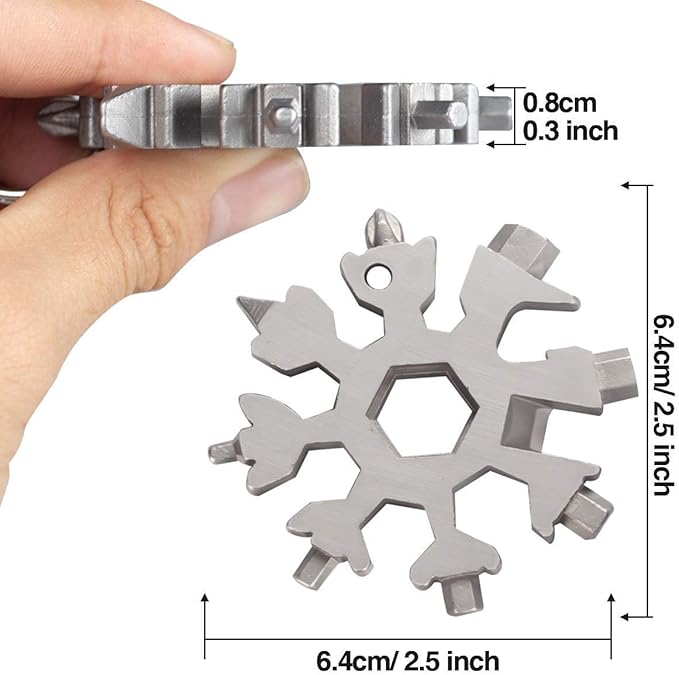Multitool 18 In 1 Snowflake Multi tool for Outdoor Camping Survival Accessories- Stocking Stuffers Mens Gifts, Screwdriver - Hexagonal Spanner - Ring Spanner - Bottle Opener