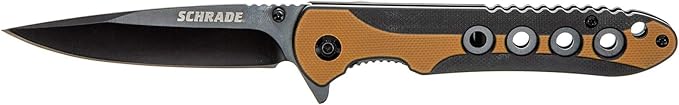 Schrade 3.5" Frontier Ultraglide Folder Knife with 3CR13 Steel Black Oxide Blade & G10 Scale Handle with Finger Flipper and Pocket Clip for Outdoor Survival, Camping and Everyday Tasks