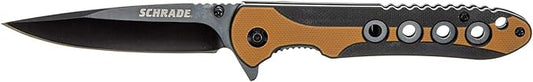 Schrade 3.5" Frontier Ultraglide Folder Knife with 3CR13 Steel Black Oxide Blade & G10 Scale Handle with Finger Flipper and Pocket Clip for Outdoor Survival, Camping and Everyday Tasks