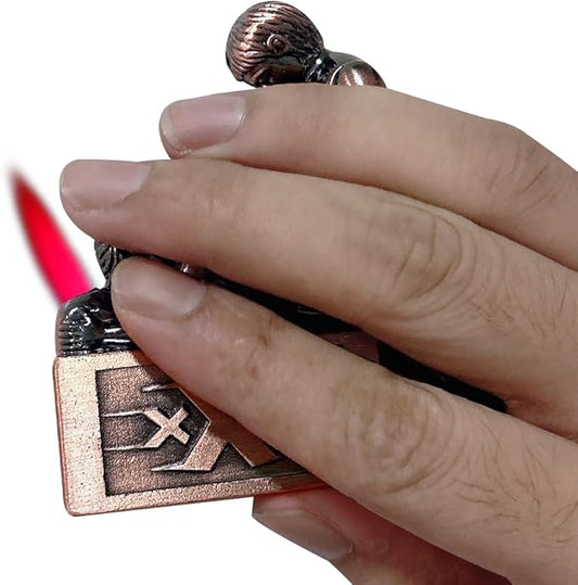 Retro Red Bronze Cool Butane Torch Lighters,Refillable Adjustable Jet Flame Lighter,Windproof,Gift for Men Candles Camping BBQ (No Butane Fuel)