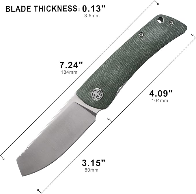 Petrified fish PFE05 Flavorist,3.15" K110 Satin Blade, 94g Micarta Handle Front Flipper Liner lock Folding knife (Green)
