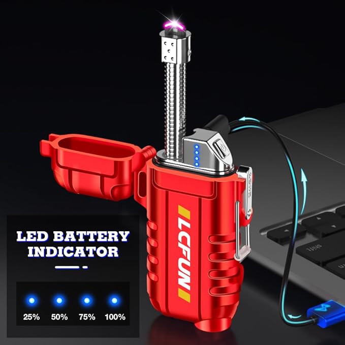 LcFun Plasma Lighters Rechargeable Electric Lighter Outdoor Windproof Arc Lighter USB C Lighter Flameless Electronic Lighter for Camping Gear, Survival Kits, Tactical Gear, Hiking Gear, Adventure