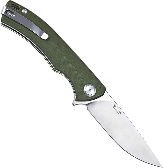 Talisman CK9168 Pocket Knife with Ball Bearing Pivot System Folding Knife with G10 Handle Pocketclip (armygreen handle)