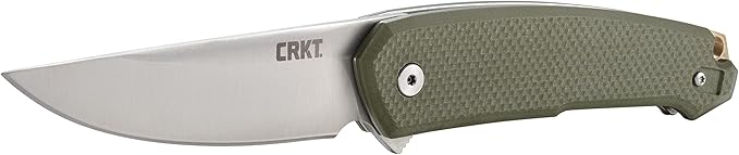CRKT Tueto EDC Pocket Knife: Everyday Carry Utility Folder, Plain Edge Drop Point Blade with Liner Lock, Assisted Open, Bead Blast Finish, Olive Green G10 Handle 5325