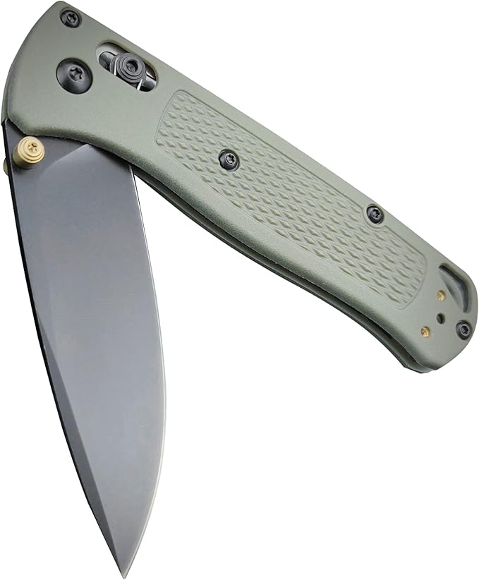 Axis Lock Knife EDC Folding Pocket Knives For Men, Coated Finish Blade, Green Grivory Fiberglass Super Lightweight Handle With Belt Clip, Everyday Carry Thumb Studs Manual Open