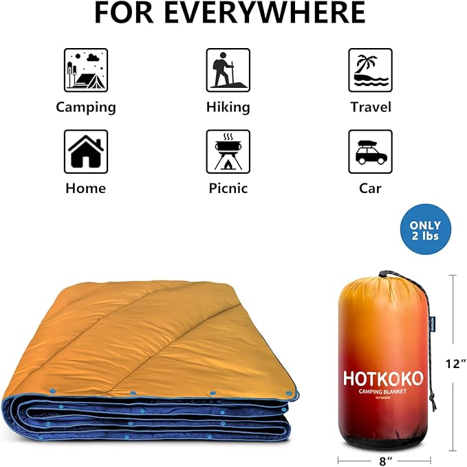 Camping Blanket,Packable Down Alternative Puffy Printed Camping Blanket Lightweight Outdoor Blanket for Camping,Traveling, Stadium, Hiking, Picnics
