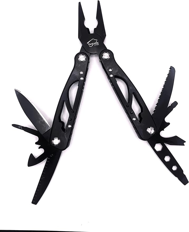 TKMT009: Multi-tool with Folding Knife, Saw, Scissors, Can Opener, Screwdriver, Bottle Opener, Flashlight, 18 in 1 Multi-Tools for Outdoor Camping Hiking Traveling