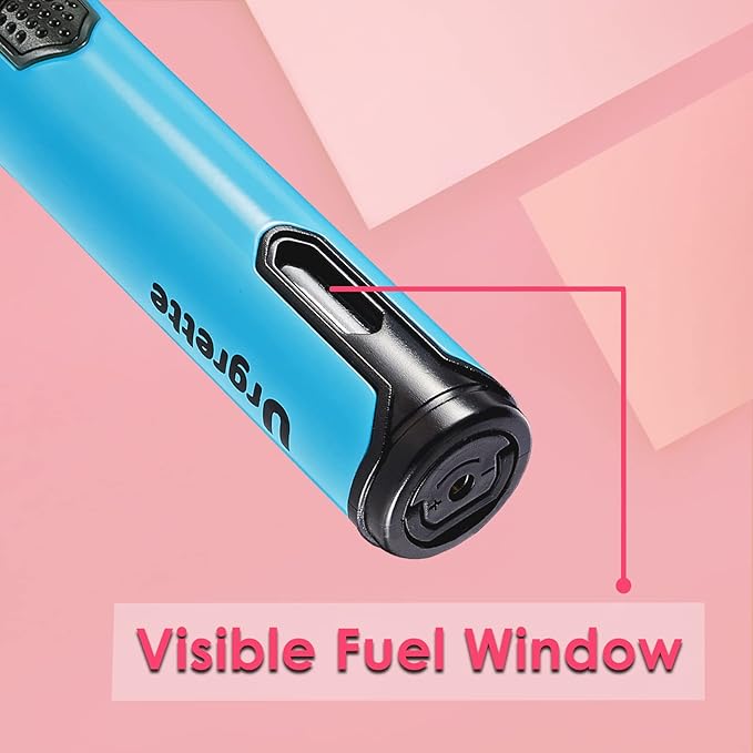 Urgrette 2 Pack Butane Torch Lighter, 6-inch Jet Flame Butane Lighter Refillable Pen Lighter for Grill BBQ Camping (Gas Not Included) Blue