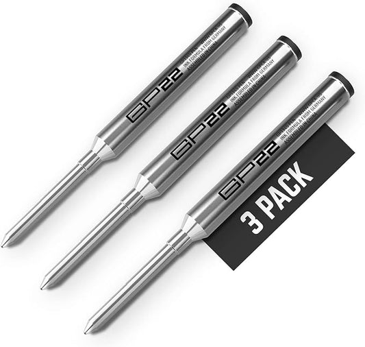 GPCA - GP22 Ink Refill Cartridges for Gel Pens, Designed for Gel Pens Medium Point Size, 3-Pack Pen Refills, Use with GP 1945 Pens and Short Pens, Black