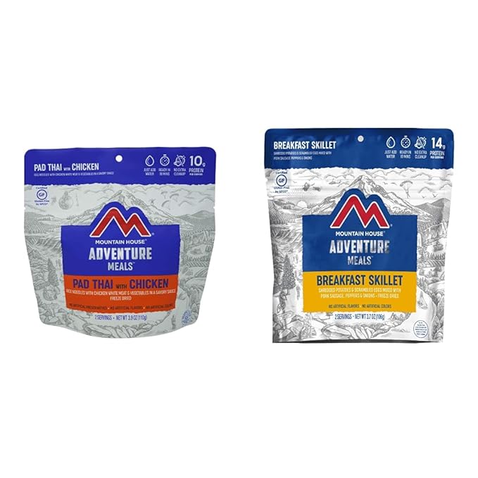 Mountain House Pad Thai with Chicken | Freeze Dried Backpacking & Camping Food |2 Servings | Gluten-Free & Breakfast Skillet | Freeze Dried Backpacking & Camping Food | 2 Servings | Gluten-Free