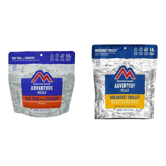 Mountain House Pad Thai with Chicken | Freeze Dried Backpacking & Camping Food |2 Servings | Gluten-Free & Breakfast Skillet | Freeze Dried Backpacking & Camping Food | 2 Servings | Gluten-Free