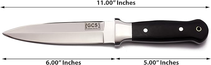 GCS Handmade Handle D2 Tool Steel Tactical knife Hunting Knife Camp Knife with leather sheath Full tang blade designed for Hunting & EDC GCS 314