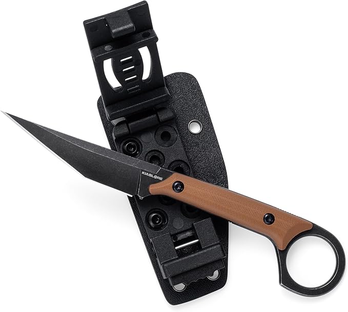 KS527 Fixed Blade Knife, D2 Blade G10 Handle for Men Women, with Kydex Sheath, Utility Knife for EDC Survival Hiking Camping Outdoor Everyday (Brown)