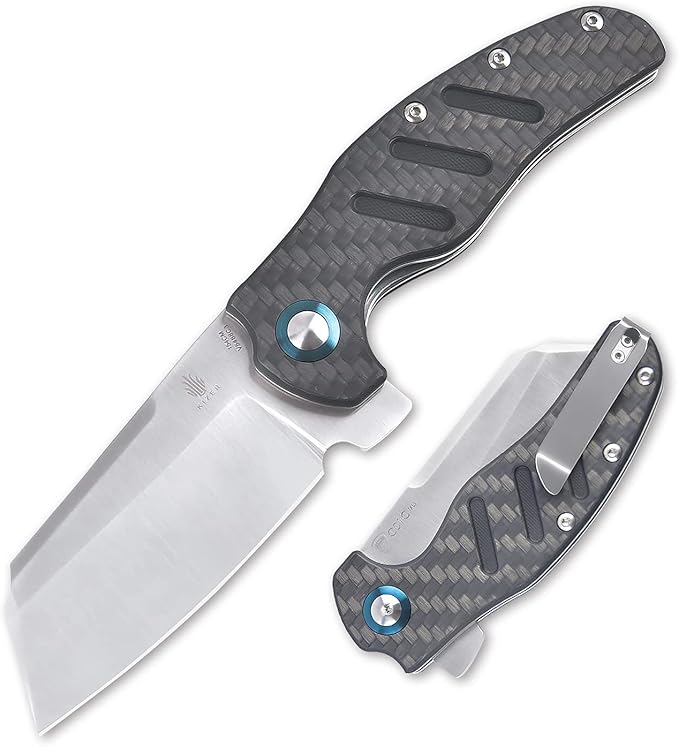 Kizer Pocket Knives, Sheepdog XL C01C Folding Knife with Clip, Tactical Survival Knife with G10 Carbon Fiber Handle, EDC Hunting Knife V5488C3