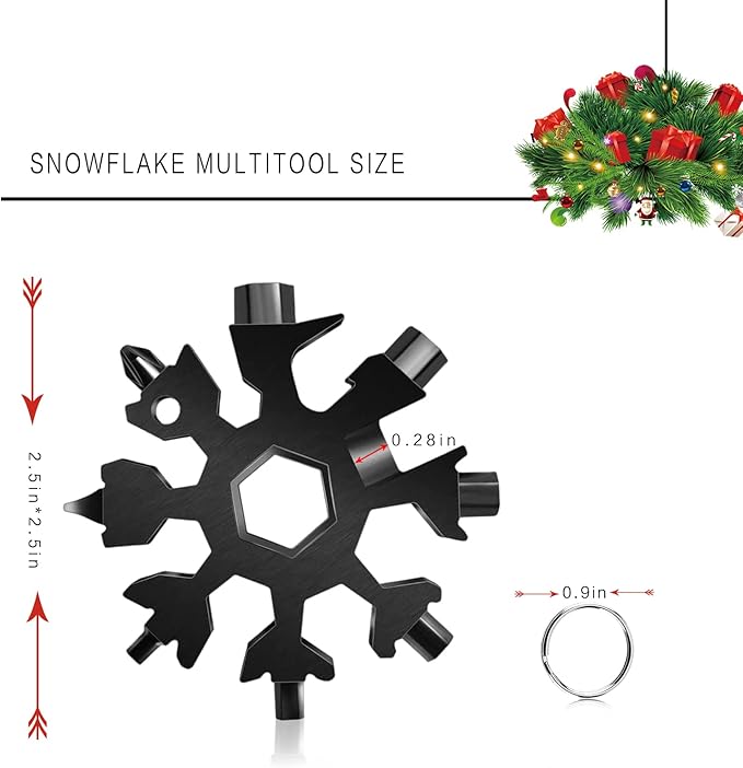 WIQUE 3 Packs Snowflake Multi Tool,18 in 1 Snowflake Multitool,Snowflake Wrench/Bottle Opener/Screwdriver Kit,for Men Christmas Gifts