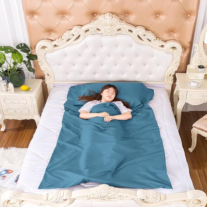 Sleeping Bag Liner Lightweight Compact Sleeping Bag Sack Portable Clean Travel Sheet Camping Sleep Sheet for Backpacking Hotel Hiking