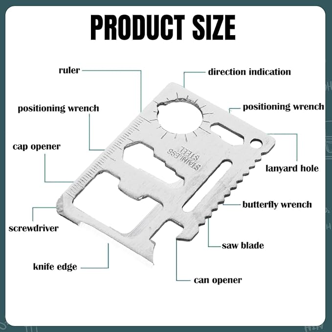 Whaline 10Pcs Multitool Pen Gift Set 2 LED Flashlight Keychain 2 Measuring Tape Keychain 2Pcs 6 in 1 Tool Pen 2 Black Pen Refill 2 Stainless Steel 11 in 1 Credit Card for Survival Camping Hunting