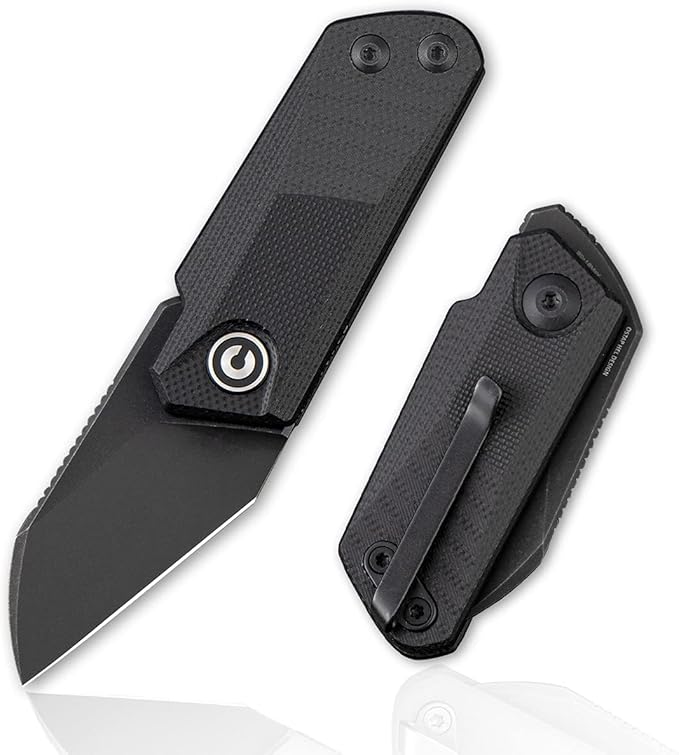 CIVIVI Ki-V Front Flipper Pocket Knife, Double Detent Slip Joint Small Folding Knife with Deep Carry Pocket Clip For Easy EDC C2108B (Black)