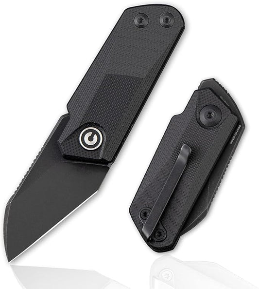 CIVIVI Ki-V Front Flipper Pocket Knife, Double Detent Slip Joint Small Folding Knife with Deep Carry Pocket Clip For Easy EDC C2108B (Black)