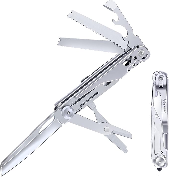 9 in 1 Multitool Pocket Knife Set for Men, Survival Small Multi Tool Scissors with Clip, Tactical Gear for Camping, Outdoor, Fishing, Car, Work, Gifts Ideas