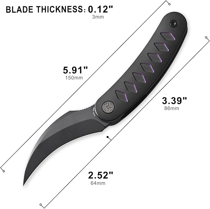 Knife Kage-C03 Front Flipper Knife,2.52" M390 Stonewashed Blade Pocket Knife,3.39" 6AL4V Titanium Handle,Ceramic Ball Bearing with Liner Lock,Outdoor Folding Knife (Purple)