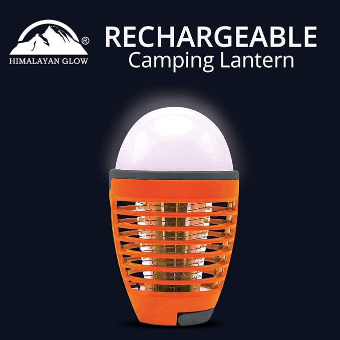 Himalayan Glow Camping Lantern, LED Night 360° of Brightness, Rechargeable Hiking Gear, Hanging Light-2 Count, (Pack of 2)