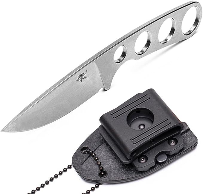 Sanrenmu SRM 7130 Full Tang Fixed Knife Survival Outdoor Neck Knife with Sheath & Belt Adapter(Stonewash,Inc Sheath)