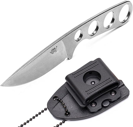 Sanrenmu SRM 7130 Full Tang Fixed Knife Survival Outdoor Neck Knife with Sheath & Belt Adapter(Stonewash,Inc Sheath)