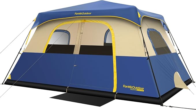 FanttikOutdoor Camping Tent 4/6/8/10 Person Instant Cabin Tent Setup in 60 Seconds with Rainfly & Windproof Portable with Carry Bag for Family Camping & Hiking, Upgraded Ventilation