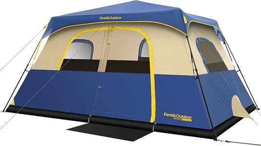 FanttikOutdoor Camping Tent 4/6/8/10 Person Instant Cabin Tent Setup in 60 Seconds with Rainfly & Windproof Portable with Carry Bag for Family Camping & Hiking, Upgraded Ventilation