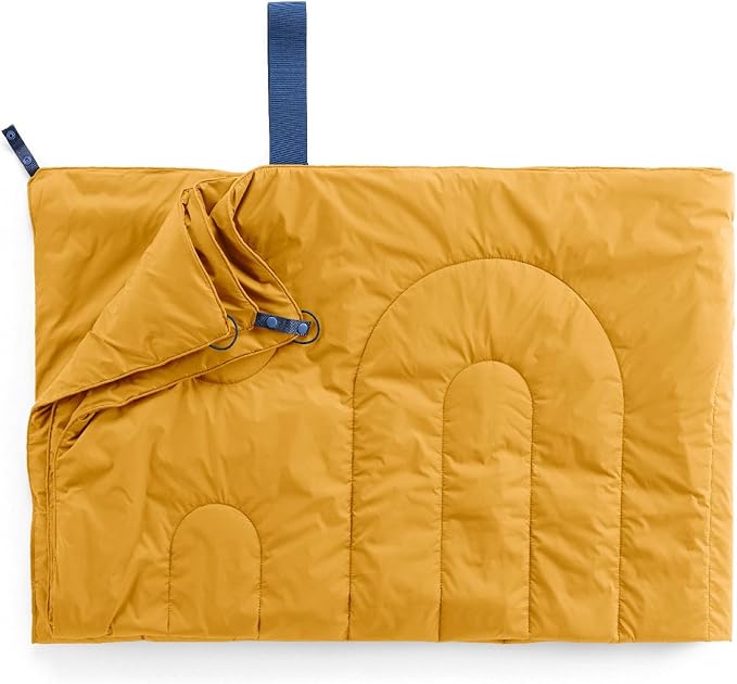 Huzi Infinity Travel - Packable Blanket - Puffy - for Travel Outdoor Picnic Trip Camping Beach - 57 x 38 (Ochre Yellow)