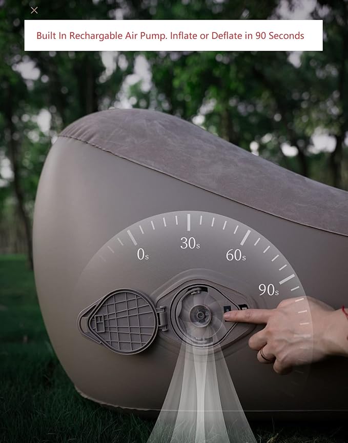 Yosogo Relax Anywhere with Our Self-Inflating Sofa - Fast Inflation, Detachable Air Pump, and Waterproof Design for Camping, Picnics, Hiking, Tent, and Home Use! (Brown)