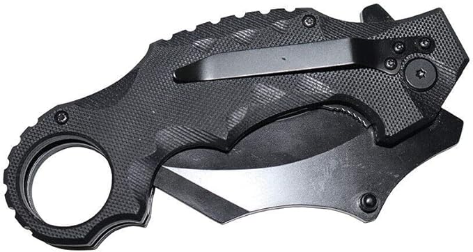 MASALONG Protection Folding Claw Tactical Outdoor fold Knife (Black)