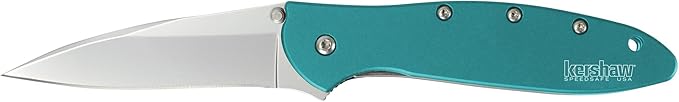 Kershaw Leek Teal EDC Pocketknife, 3" Sandvik 14C28N Steel Blade, Assisted Opening Folding Knife, Dual Lock System